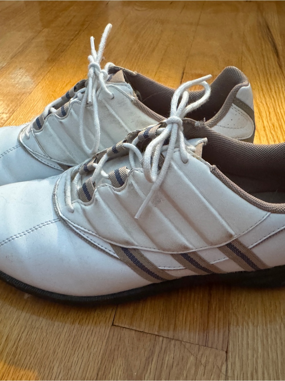 Women's - Adidas- White and Gray Casual Golf-Style Shoes